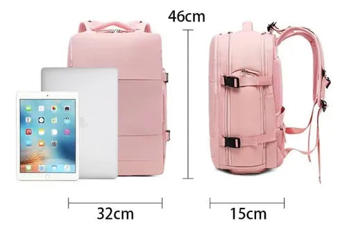 Mochila Unisex Viral Impermeable Viaje Notebook Usb Premium Rosa Claro Liso