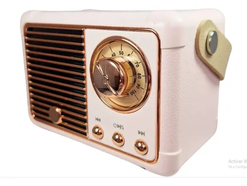 Parlante Retro Mini Bluetooth Vintage Calidad Y Diseño Coral Claro