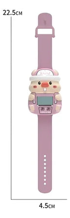 Reloj Infantil Con Forma De Cerdito Correa Ajustable Luces Rosa