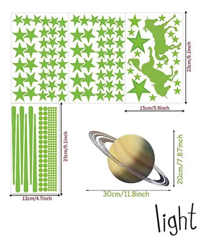 275 Adhesivos Que Brillan En La Oscuridad. Estrellas Y Más!