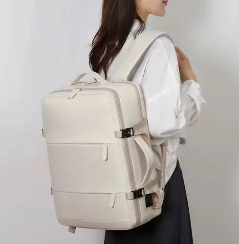 Mochila Unisex Viral Impermeable Viaje Notebook Usb Premium Beige Liso