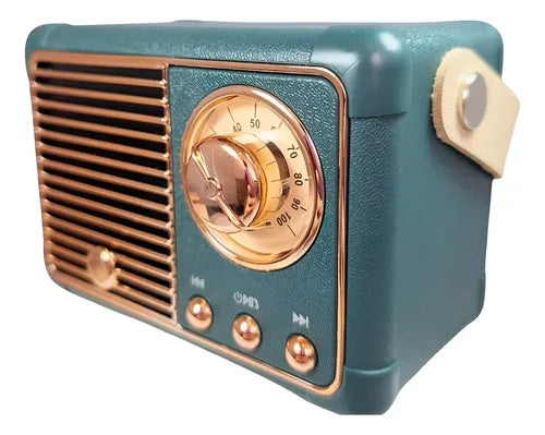 Parlante Retro Mini Bluetooth Vintage Calidad Y Diseño Color Verde Musgo