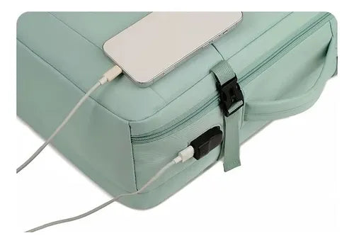 Mochila Unisex Viral Impermeable Viaje Notebook Usb Premium Verde Claro Liso