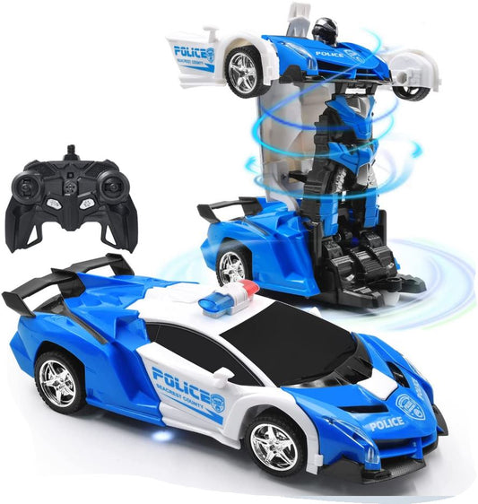 Auto Policía Transformer con control remoto