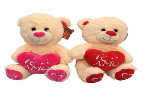 Peluche de 40 cm con corazón te amo dos colores