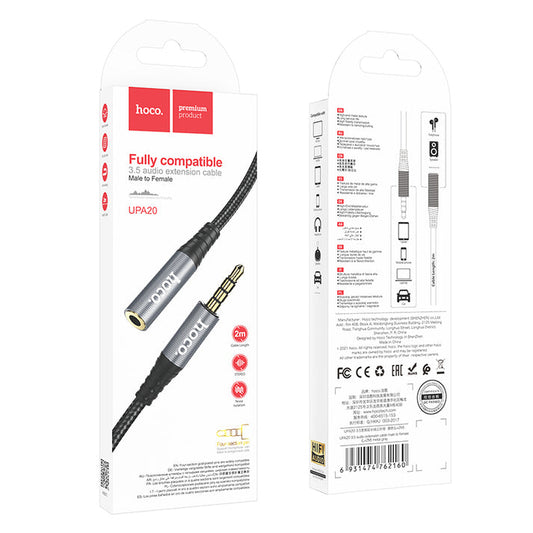 Extensión Aux Macho a Hembra 2 mts Hoco 3.5MM UPA20