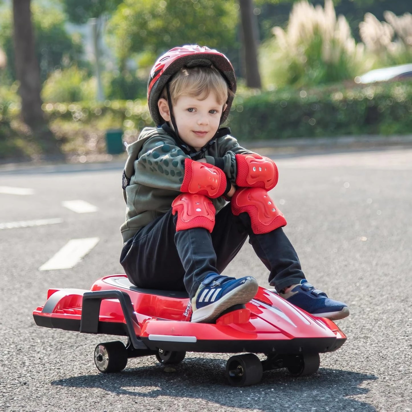 AUTO A BATERIA PARA NIÑOS TIPO SCOOTER DE GRAVEDAD ROJO
