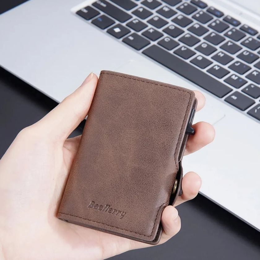 Billetera Tarjetero Anti Clonación Con Bloqueo Rfid Baellery Coffe