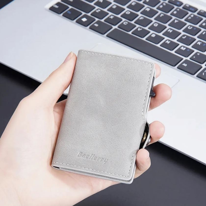 Billetera Tarjetero Anti Clonación Con Bloqueo Rfid Baellery Grey