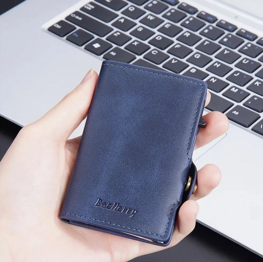 Billetera Tarjetero Anti Clonación Con Bloqueo Rfid Baellery Blue