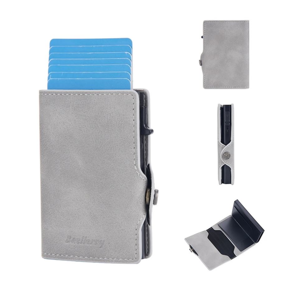 Billetera Tarjetero Anti Clonación Con Bloqueo Rfid Baellery Grey