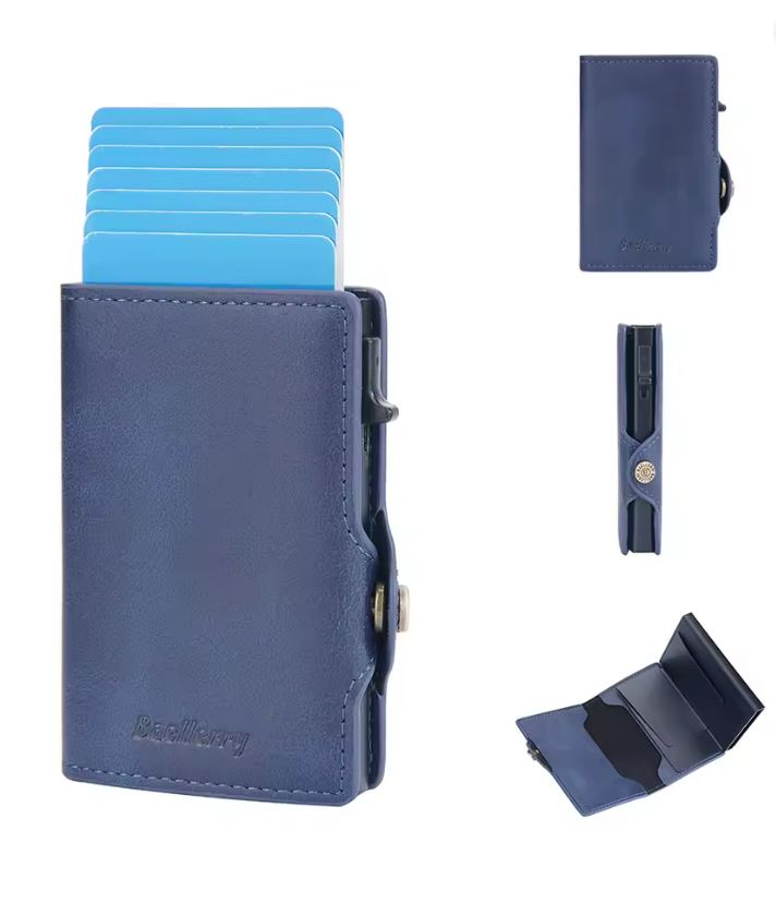 Billetera Tarjetero Anti Clonación Con Bloqueo Rfid Baellery Blue
