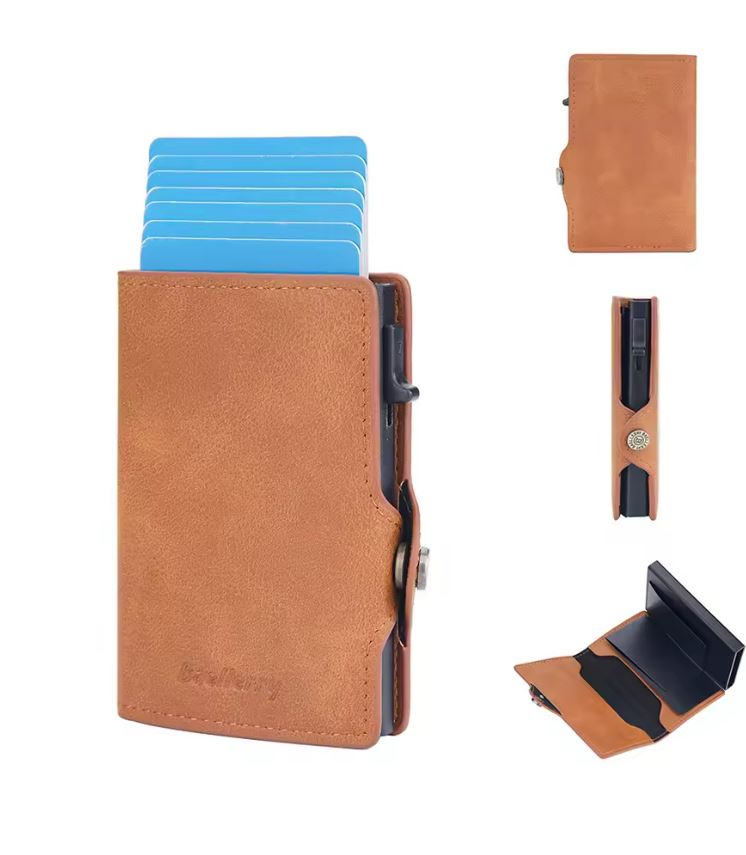 Billetera Tarjetero Anti Clonación Con Bloqueo Rfid Baellery Brown