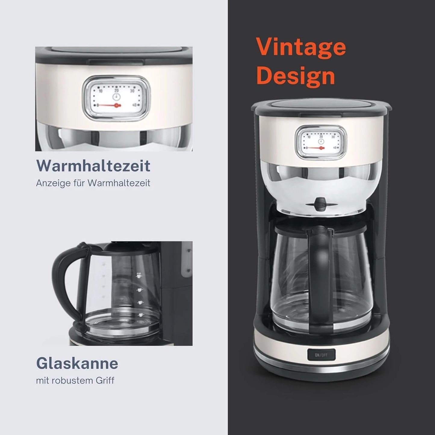 Cafetera Vintage Color Crema Muse Ms220sc Capacidad 10 Tasas Jarra Cristal