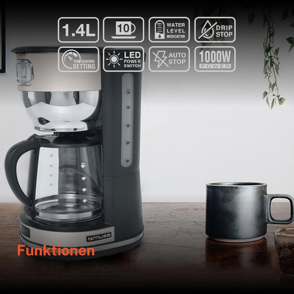 Cafetera Vintage Color Crema Muse Ms220sc Capacidad 10 Tasas Jarra Cristal
