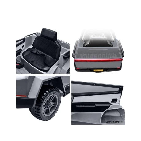 VEHÍCULO INFANTIL A BATERÍA TIPO CYBERTRUCK GRIS TESLA