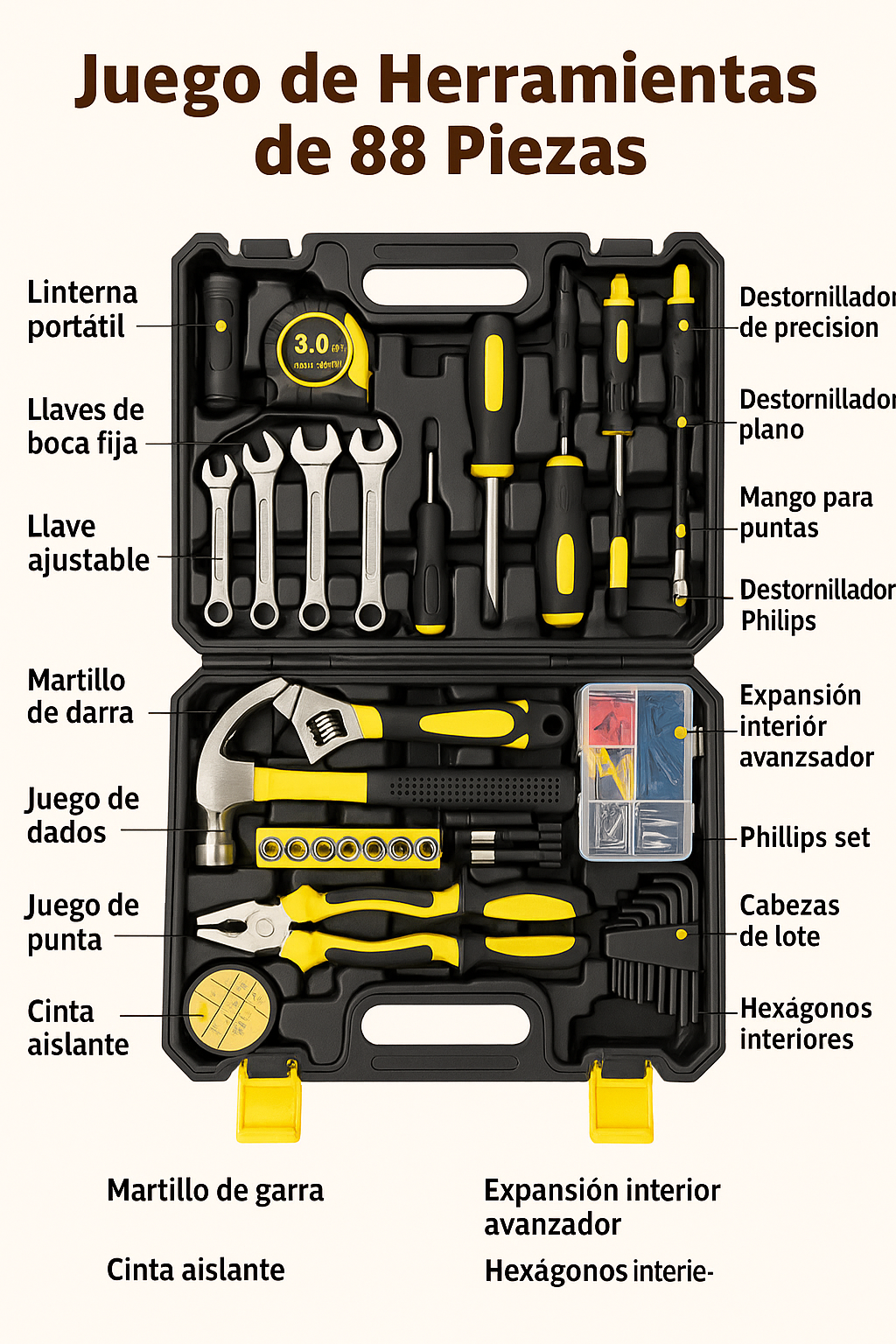 Caja de herramientas de 88 piezas