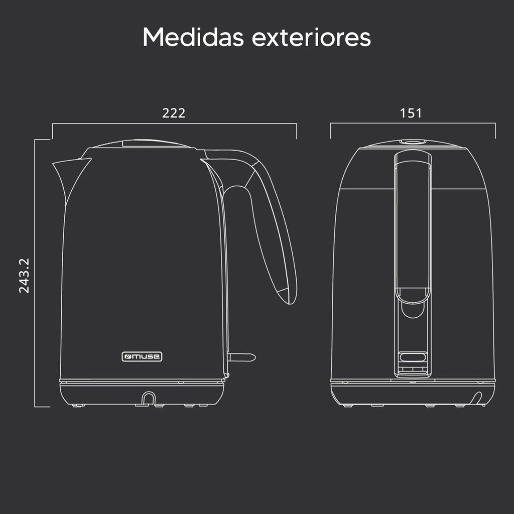 Hervidor Jarra Eléctrica Muse Ms-015 Bs 1.7l Ac. Inox
