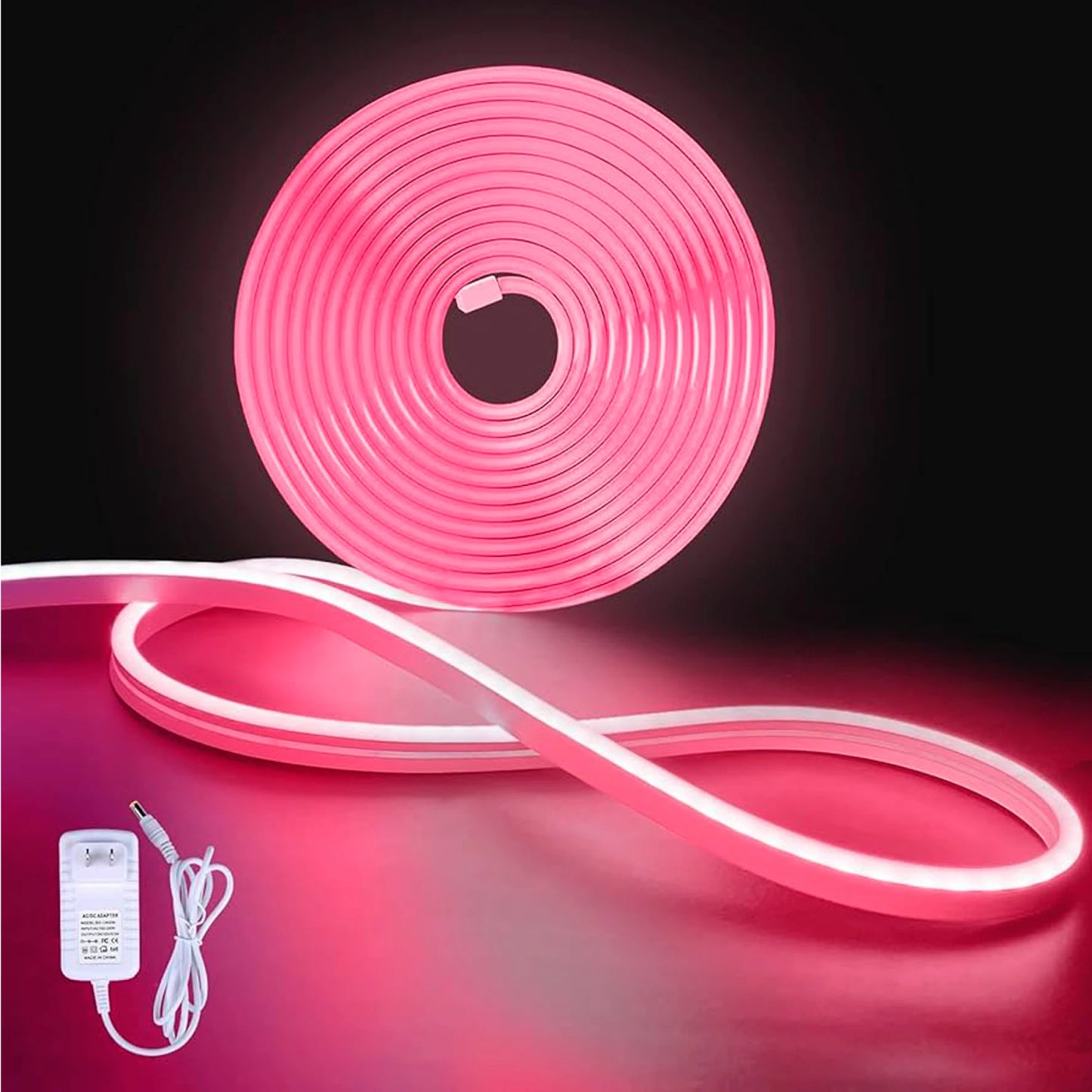 Kit Completo Cinta Tira Led Neon Flexible 5 metros Rosa