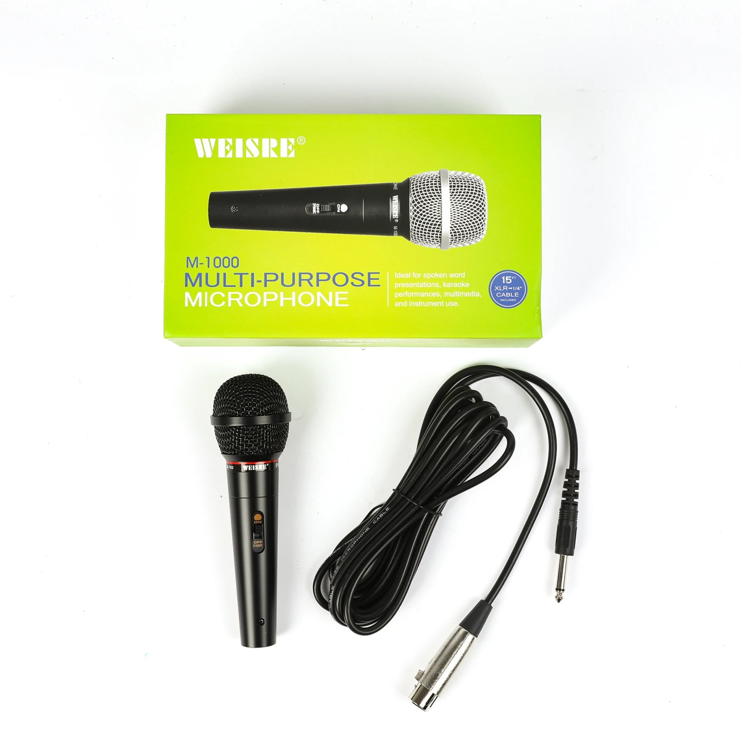 Micrófono Dinámico con Cable 4 M 1/4 Plug Simil SV100 con Switch