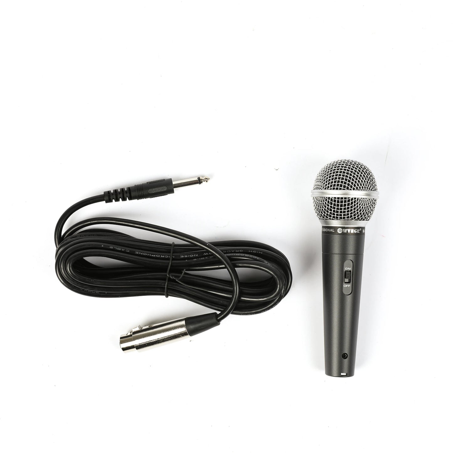 Micrñofono Dinámico con Cable 4 metros 1/4 Plug Simil SM58 con Switch