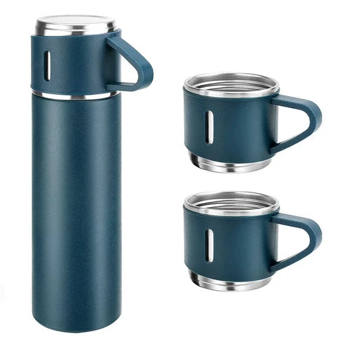 SET Termo 500ml Agua Frio Caliente + 3 Tazas Acero Inoxidable Varios Colores