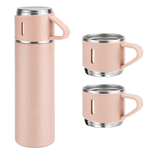 SET Termo 500ml Agua Frio Caliente + 3 Tazas Acero Inoxidable Varios Colores