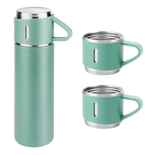 SET Termo 500ml Agua Frio Caliente + 3 Tazas Acero Inoxidable Varios Colores
