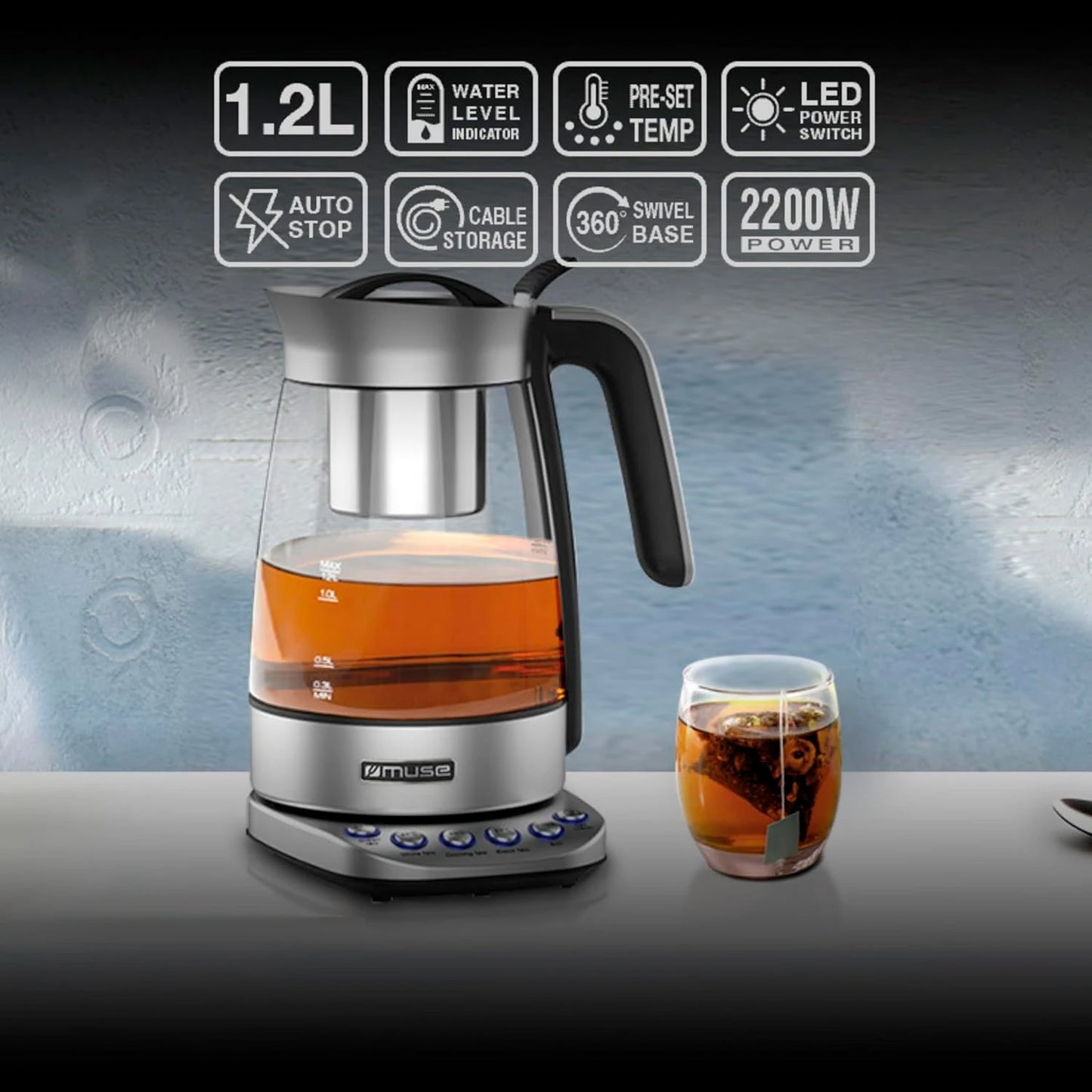 Tetera Eléctrica Muse Ms-320 T 2200w