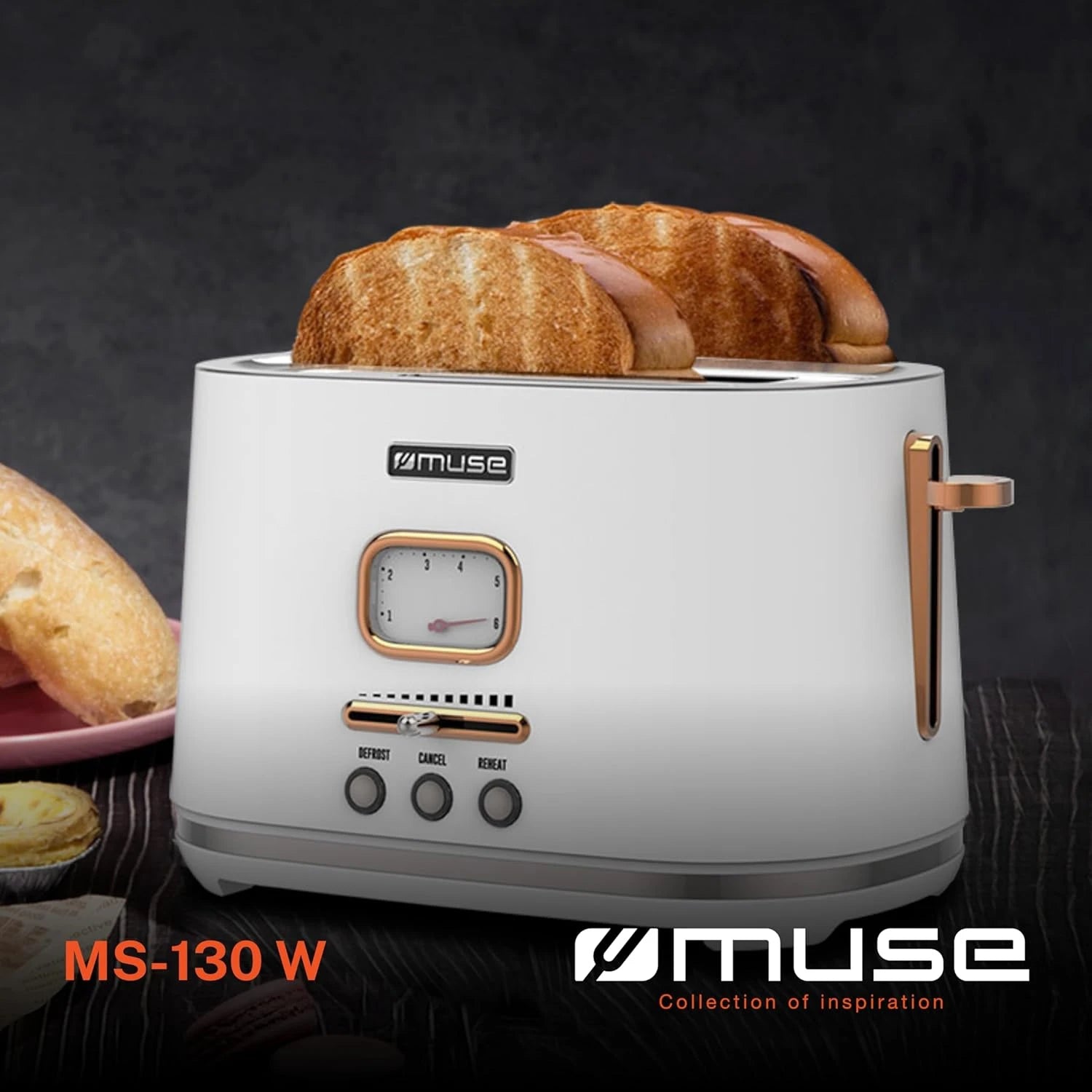 Tostadora 2 Panes Vintage Muse Ms-130w Auto Stop
