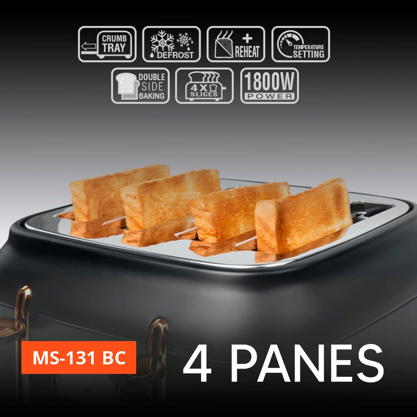 Tostadora Eléctrica De 4 Panes Muse Ms-131 Bc